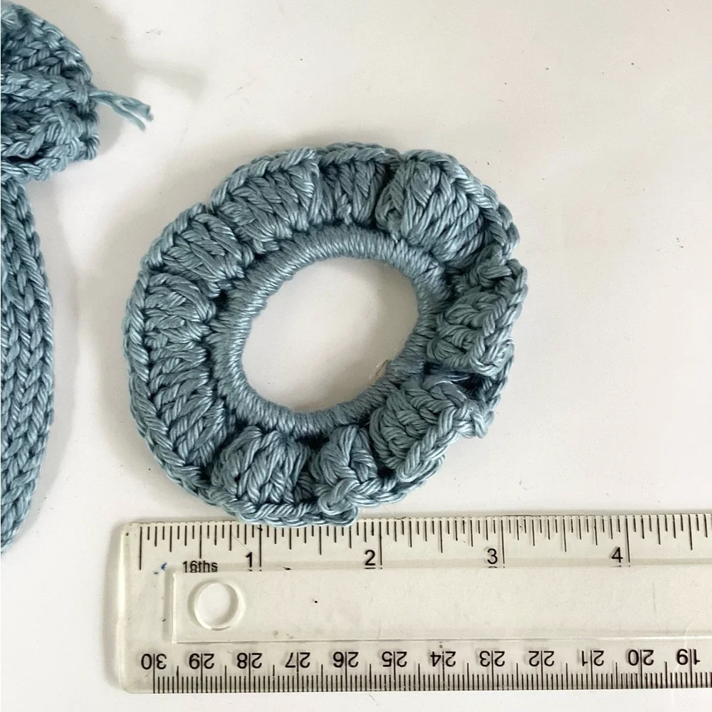 Hand Crafted Soap Saver Bag Pouch Hair Scrunchy Bath Essential Cotten Denim Blue
